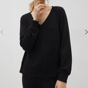 Soma Sunday Black V-Neck Loungewear Top